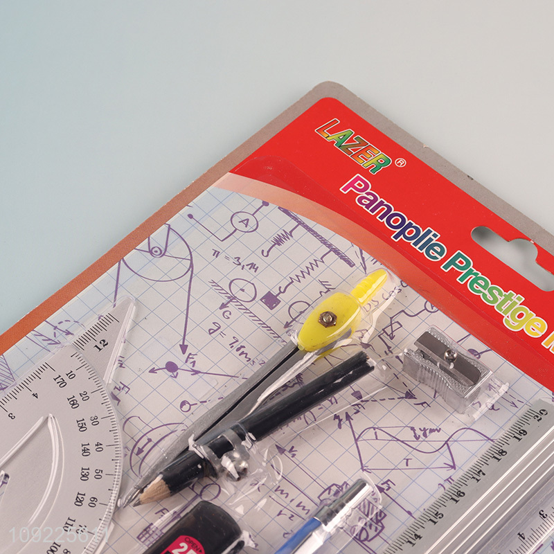 Popular products school students kids stationery set ruler compasses set