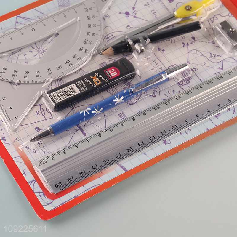 Popular products school students kids stationery set ruler compasses set