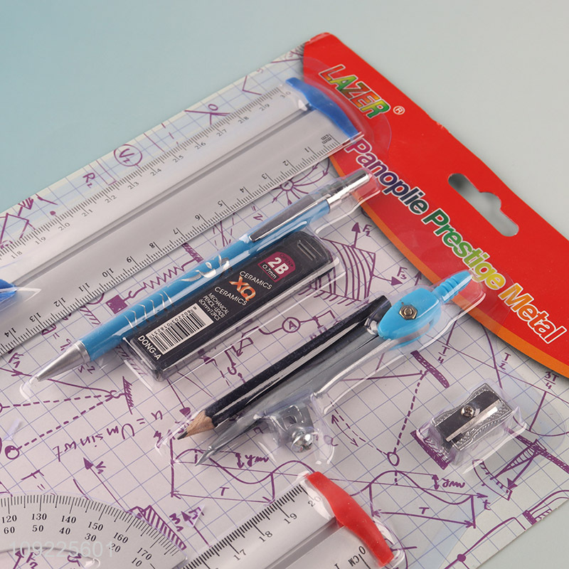 Top products professional stationery set ruler compasses set for school students