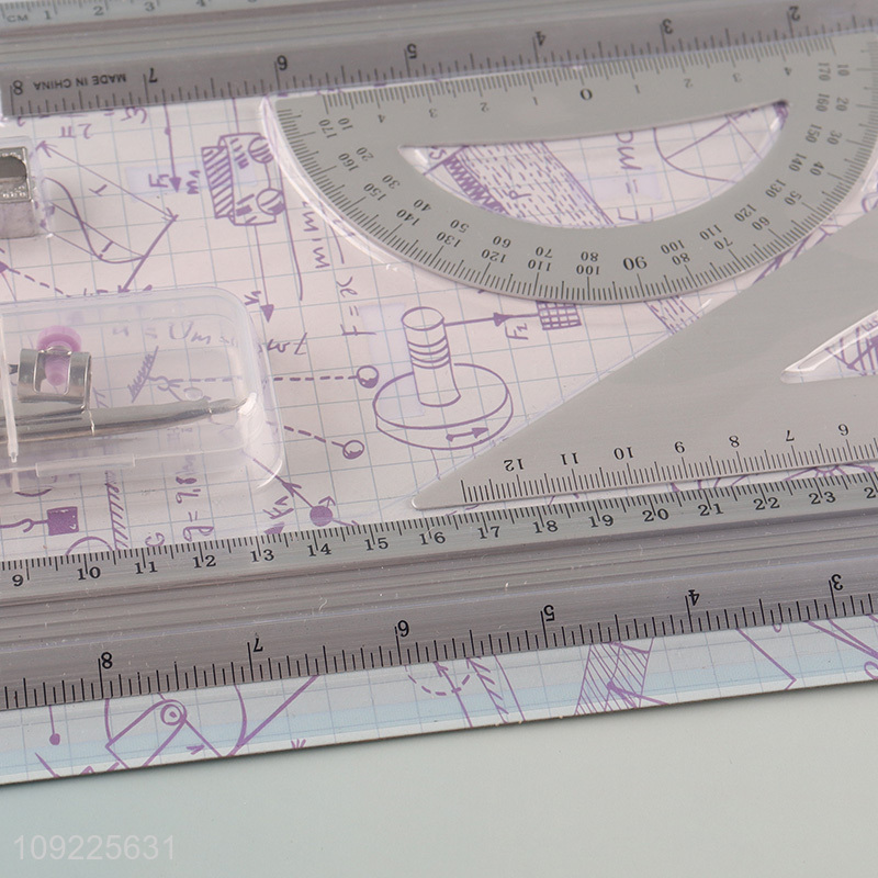 Yiwu market school students stationery set ruler compasses set eraser set