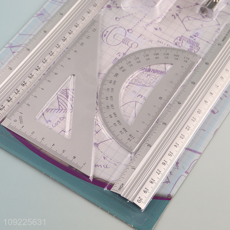 Yiwu market school students stationery set ruler compasses set eraser set