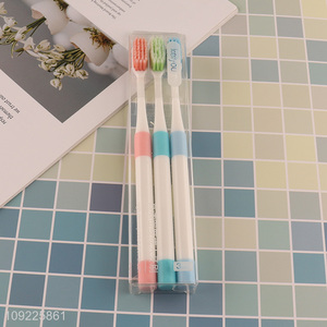 Yiwu market 3pcs multicolor adult tooth cleaning toothbrush for oral care