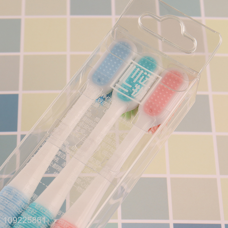 Yiwu market 3pcs multicolor adult tooth cleaning toothbrush for oral care