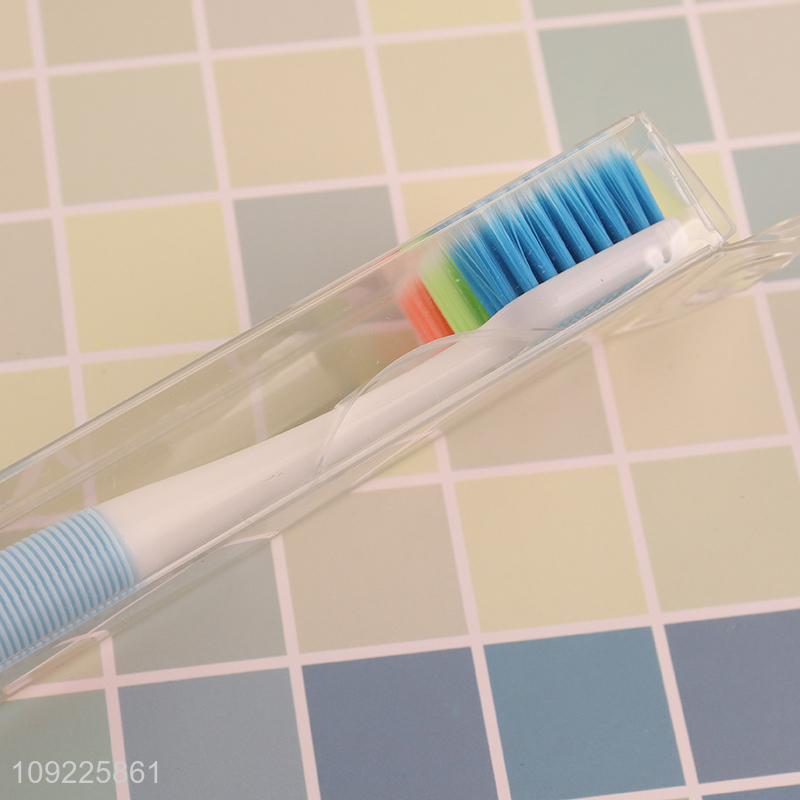 Yiwu market 3pcs multicolor adult tooth cleaning toothbrush for oral care