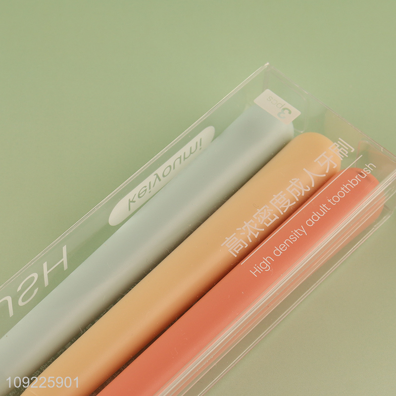 Hot selling 3pcs soft bristle adult tooth cleaning toothbrush