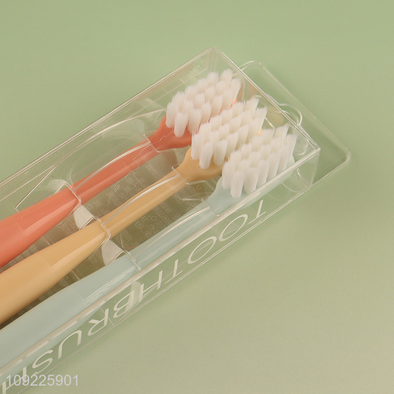 Hot selling 3pcs soft bristle adult tooth cleaning toothbrush