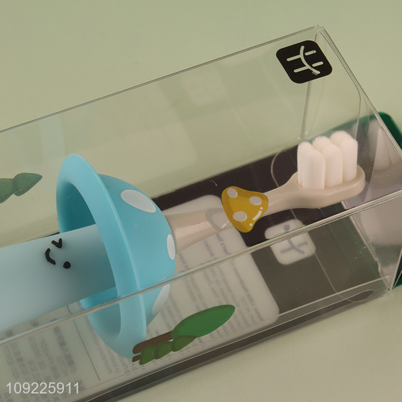 Best sale cartoon mushroom shape children tooth cleaning toothbrush