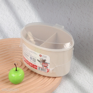 Wholesale 2-Compartment Plastic Spice Box Seasoning Container with 2 Spoons