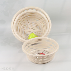 Factory Supply 3 Pieces Round Drain Basket Set Kitchen Colander Set