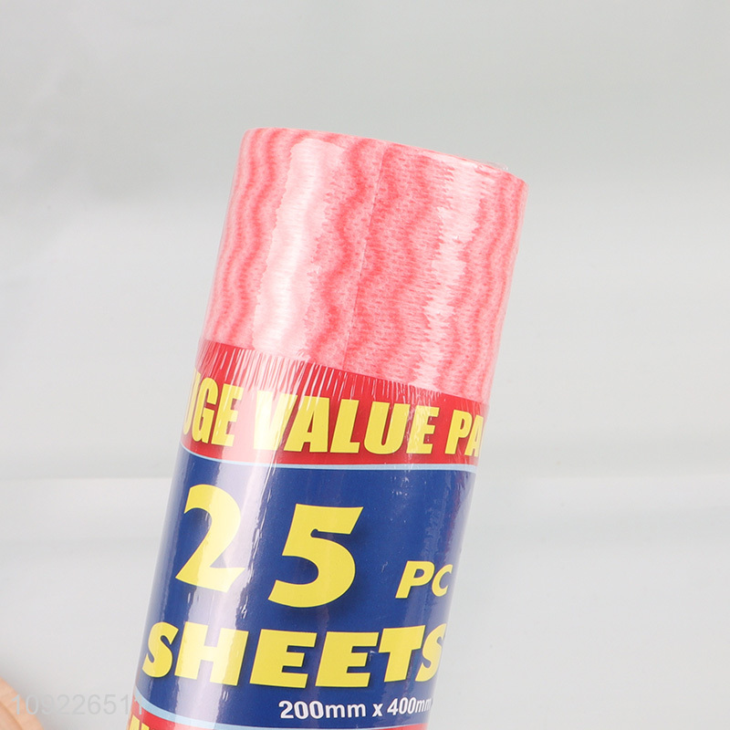 Factory Supply 25 Sheets Ultra Absorbent Non-Woven Cleaning Cloths Kitchen Towel Roll