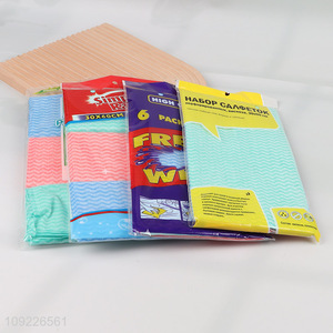 New Product 6 Pieces Non-Woven Cleaning Cloths Ultra Absorbent Kitchen Dish Towels
