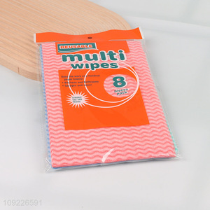 Factory Supply 8 Pieces Non-Woven Dish Cloths Heavy Duty Disposable Kitchen Towels