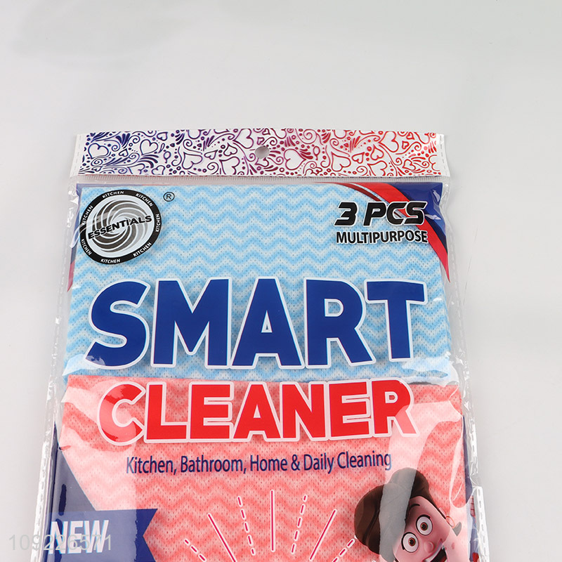 Factory Price 3 Pieces Ultra Absorbent Non-Woven Cleaning Cloths Kitchen Towel Roll