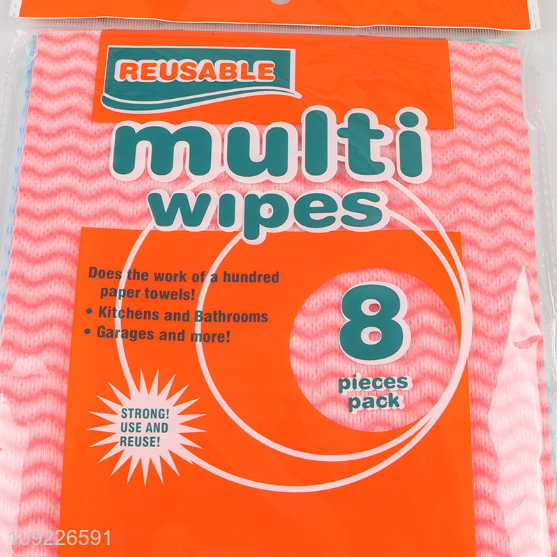 Factory Supply 8 Pieces Non-Woven Dish Cloths Heavy Duty Disposable Kitchen Towels