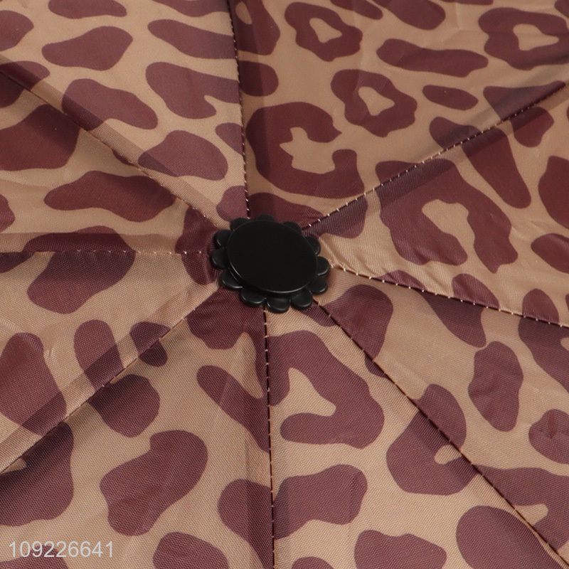 New Arrival Leopard Print Umbrella Foldable Windproof Umbrella For Women