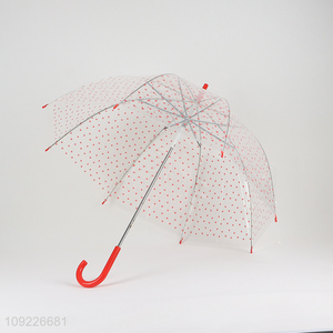 Factory Price Heart Printed Umbrella Clear Bubble Umbrella with Dome Canopy