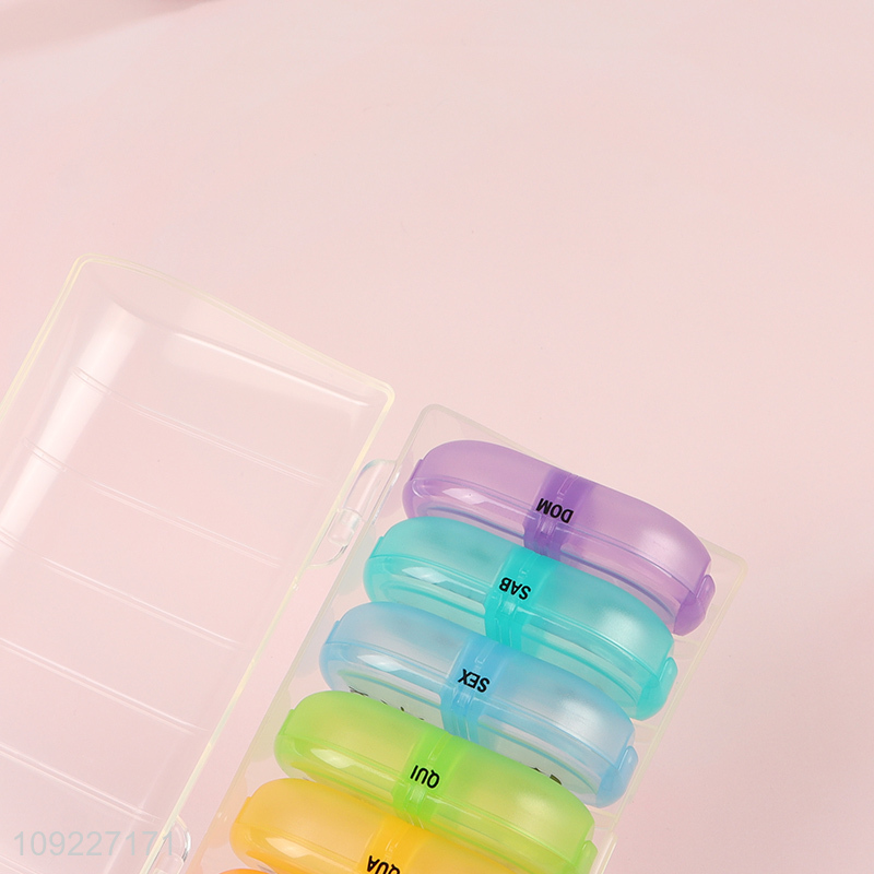 Good Quality 7-Day Pill Organizer Box 2 Times A Day Travel Pill Box