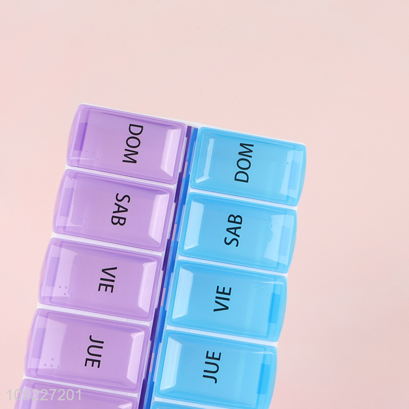 High Quality Travel Pill Organizer 2 Times A Day Weekly Pill Case