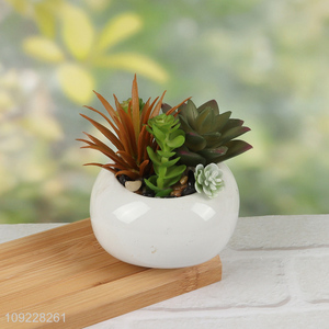 Hot Selling Small Artificial Succulent Potted Plants Fake Plants for Desk Decor