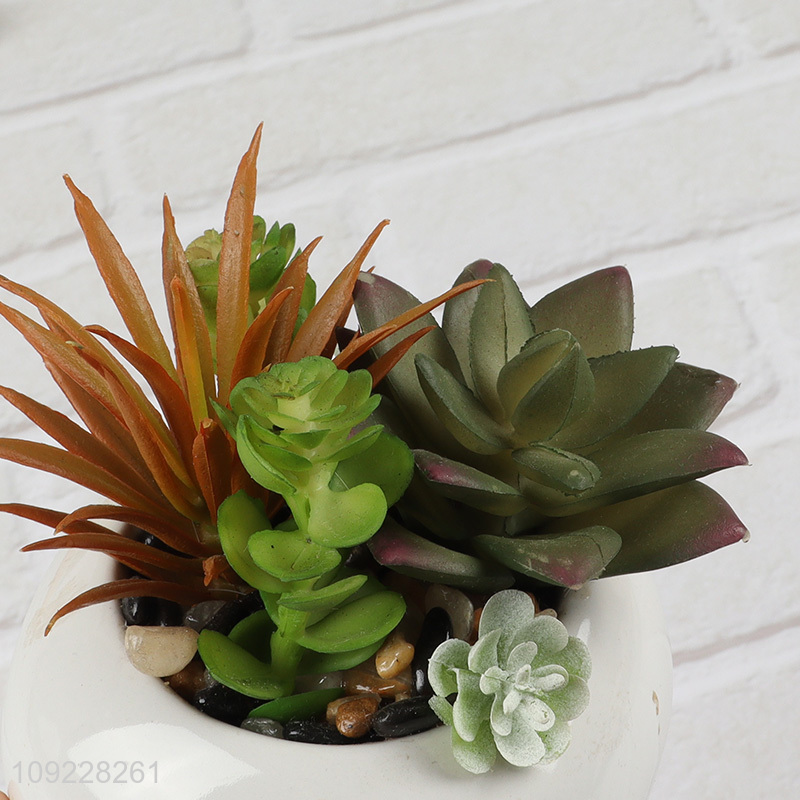 Hot Selling Small Artificial Succulent Potted Plants Fake Plants for Desk Decor