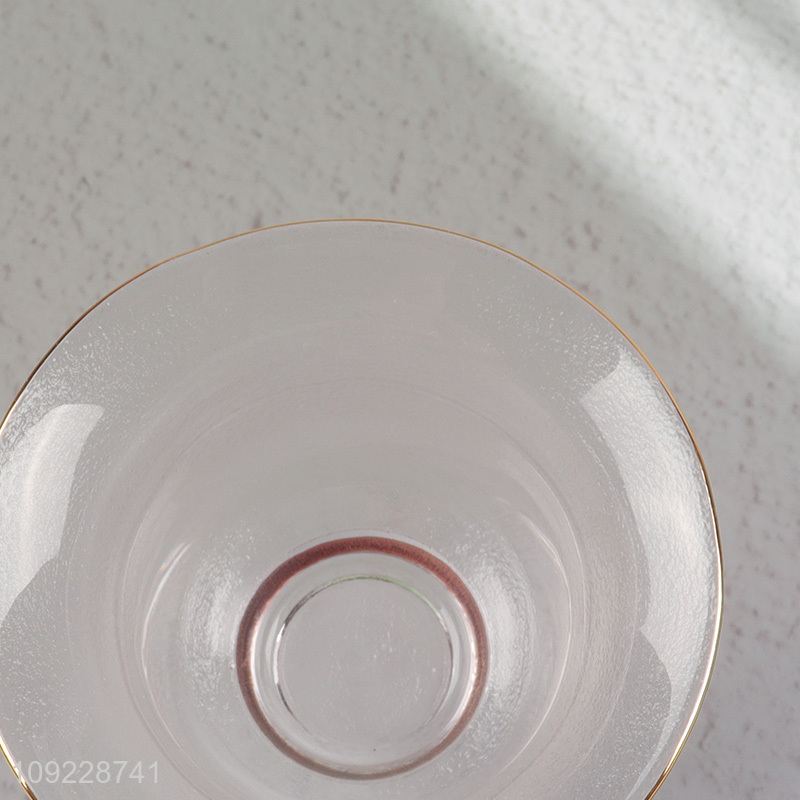 New Arrival Transparent Glass Tea Cup Set with Lid & Gold Saucer