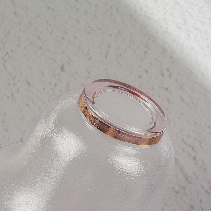 New Arrival Transparent Glass Tea Cup Set with Lid & Gold Saucer