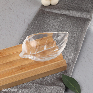 Online Wholesale Leaf Shaped Glass Seasoning Dish Dipping Plate