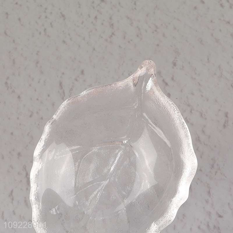 Online Wholesale Leaf Shaped Glass Seasoning Dish Dipping Plate