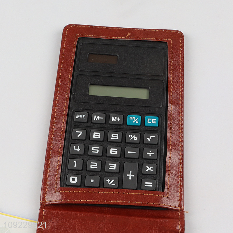 Hot Selling Pocket Notepad Holder Set PU Leather Memo Pad with Calculator