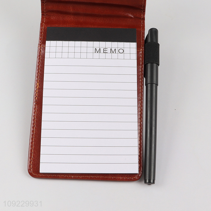 Online Wholesale Small Notepads Holder Set PU Leather Memo Pad with Pen