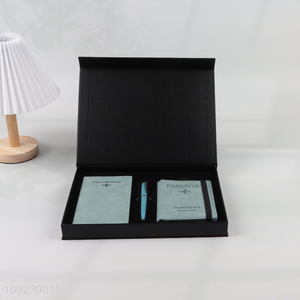 Hot Selling 3PCS Gift Set with Travel Notebook, Passport Holder and Pen