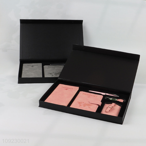 Wholesale 5PCS Gift Set with Travel Notebook, Passport Holder, Luggage Tag, Pen and Keychain