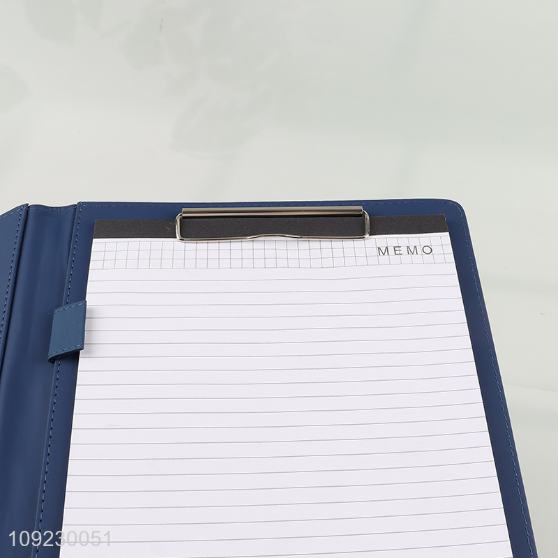 New Product A4 PU Leather Portfolio Folder with Clipboard Business Stationery