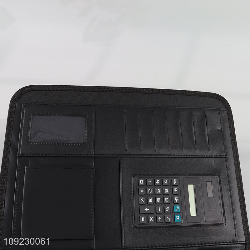 High Quality A4 PU Leather Business Portfolio with Clipboard and Calculator