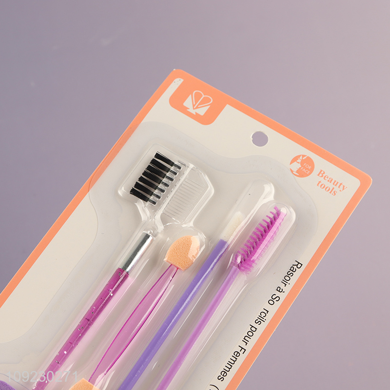 China supplier 5pcs professional makeup tool eye brown stick cosmetic puff set