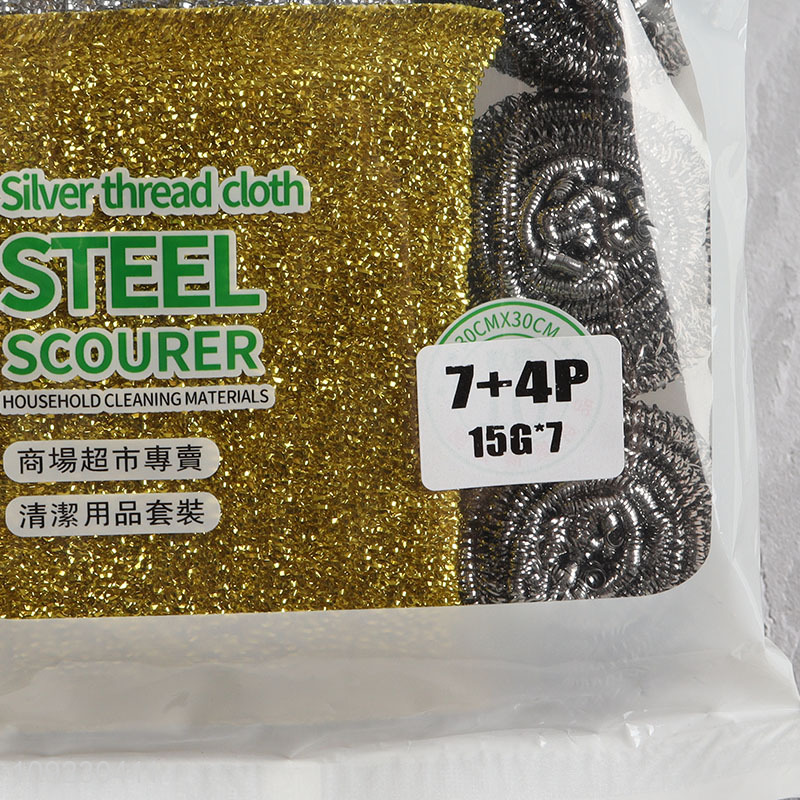 Wholesale 11PCS Dish Sponge and Steel Wool Scrubber Set for Dishes Pans