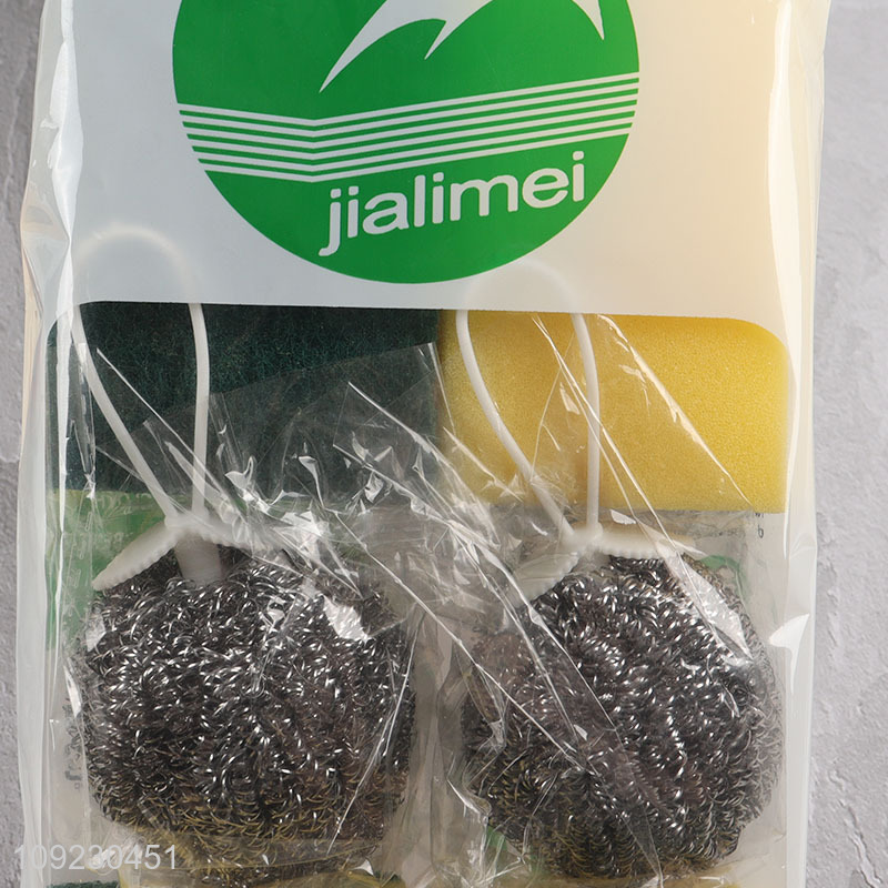 Good Quality 6PCS Kitchen Cleaning Dish Scrubber Sponge Wool Scrubber Set