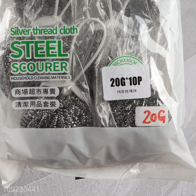 Good Quality 10PCS Steel Scrubbers Pan Dish Scrubbers with Hanging Rope