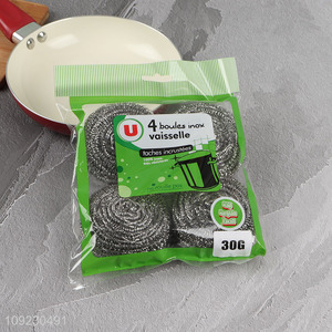 High Quality 4PCS Heavy Duty Steel Wool Scrubbers Stainless Steel Scrubbers