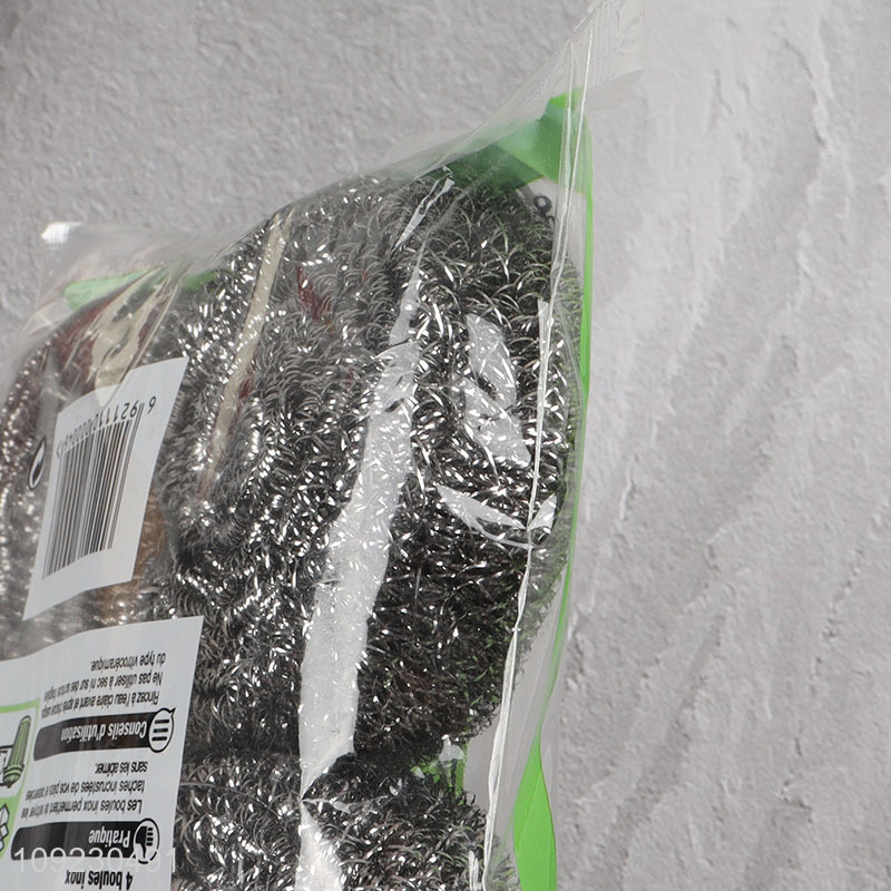 High Quality 4PCS Heavy Duty Copper Coated Scrubbers for Kitchen Cleaning