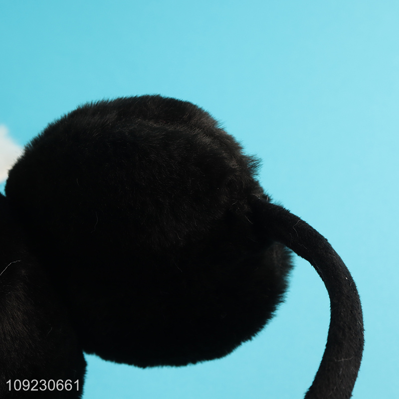 Hot selling winter outdoor black plush polyester earmuffs