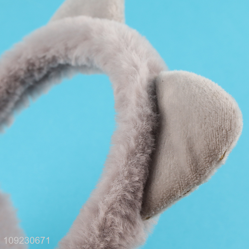 Low price grey cat ear shape winter plush polyester earmuffs