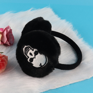 Hot selling winter outdoor black plush polyester earmuffs