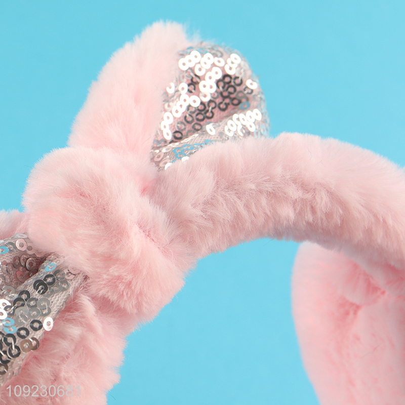 Hot products pink girls winter outdoor plush polyester earmuffs