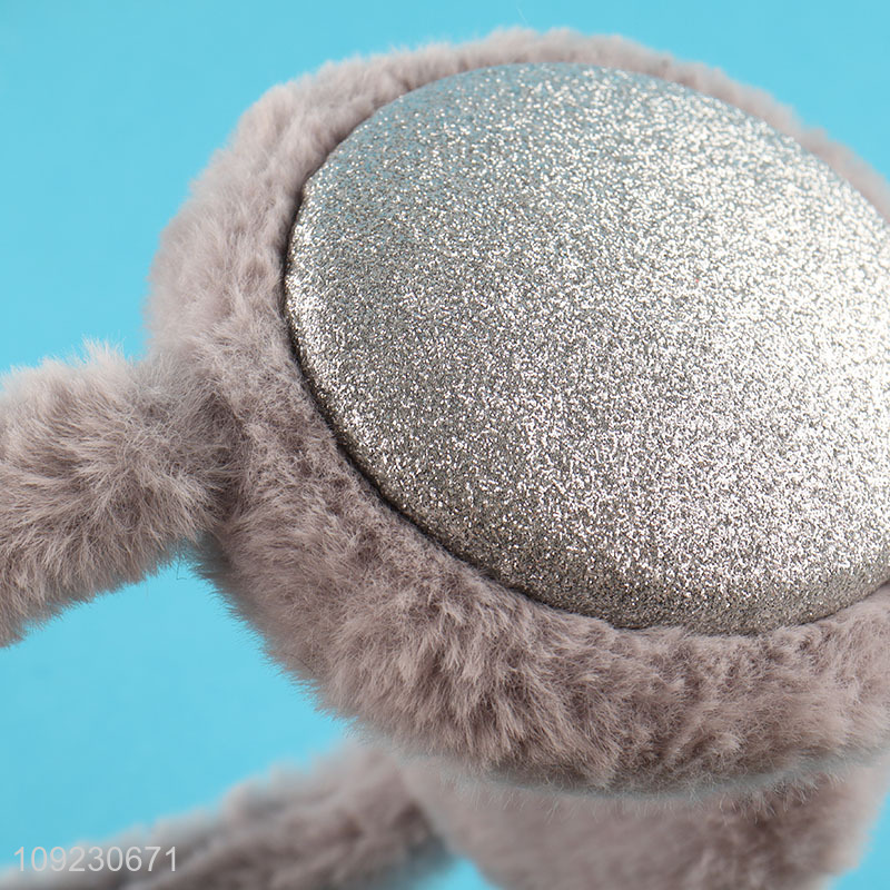 Low price grey cat ear shape winter plush polyester earmuffs