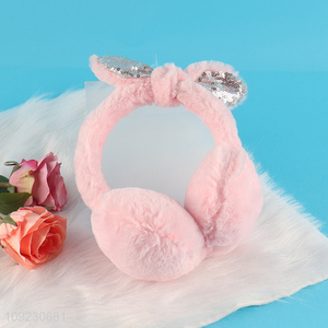 Hot products pink girls winter outdoor plush polyester earmuffs