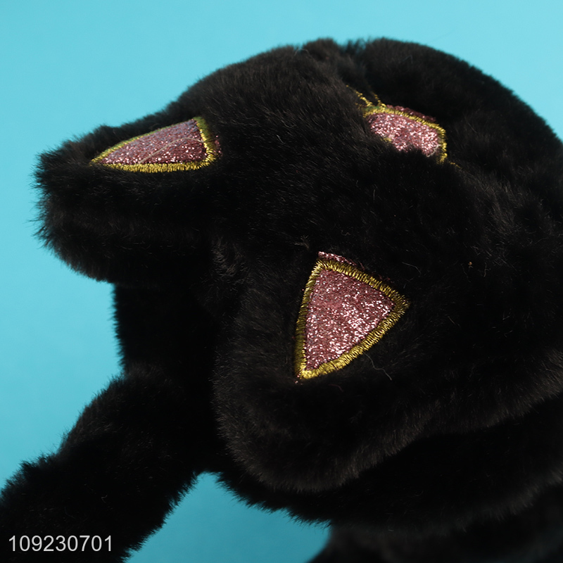 China wholesale cartoon black plush polyester earmuffs for girls
