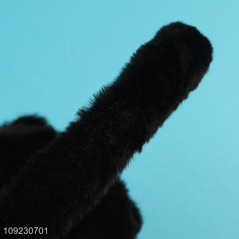 China wholesale cartoon black plush polyester earmuffs for girls