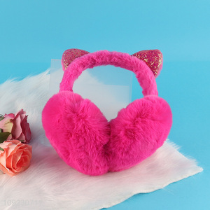 Top quality girls plush polyester earmuffs for winter outdoor