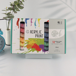Hot selling 12colors 35ml acrylic paints art supplies set wholesale